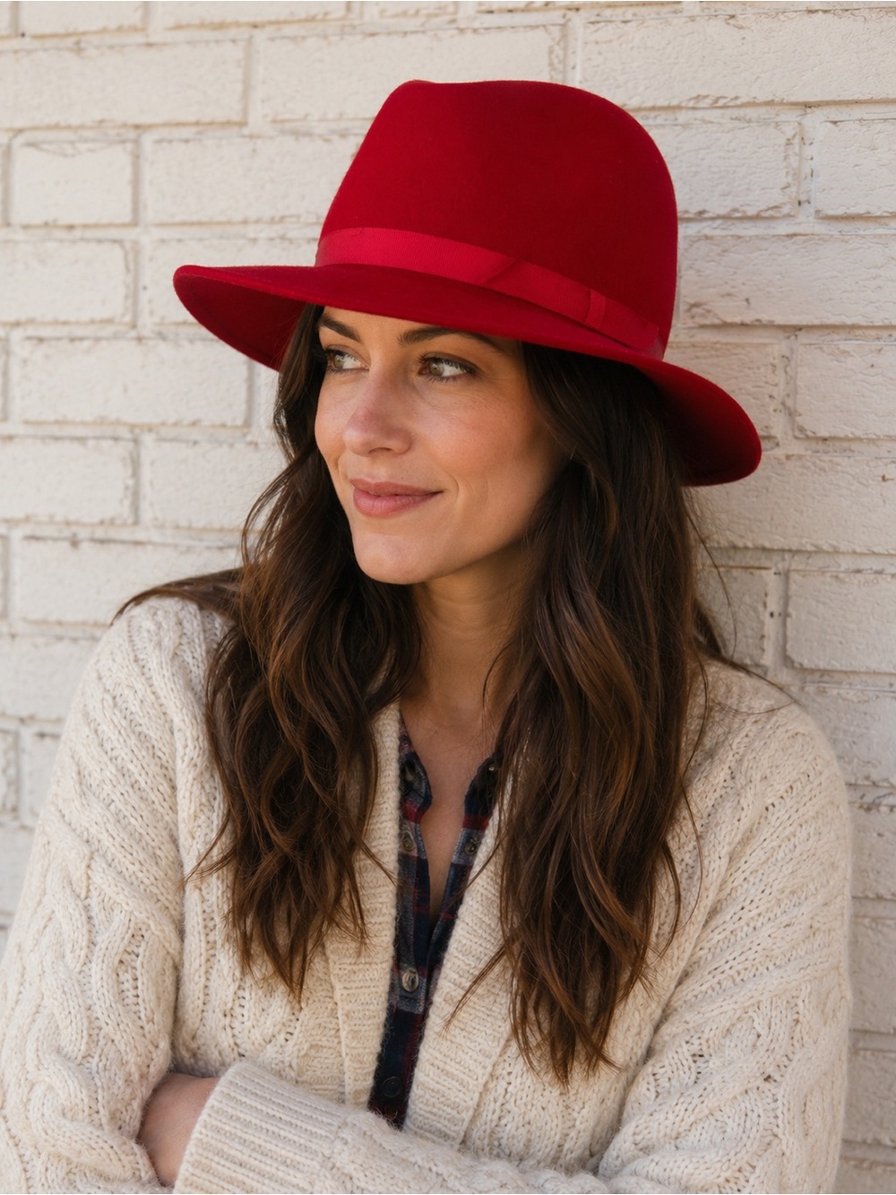 Vintage L.L.Bean Red Wool Felt Fedora Hat Made in England